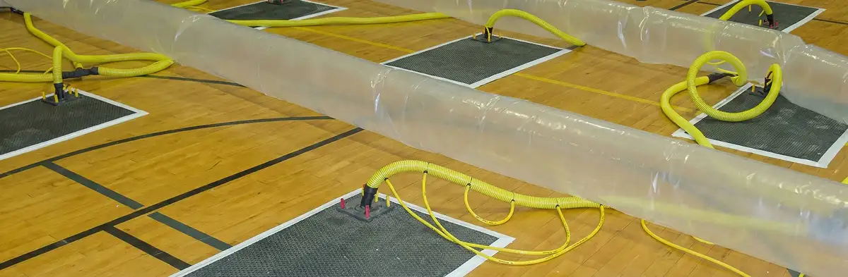 water clean up drying system set up to remove moisture and prevent further damage in Wilmington, NC