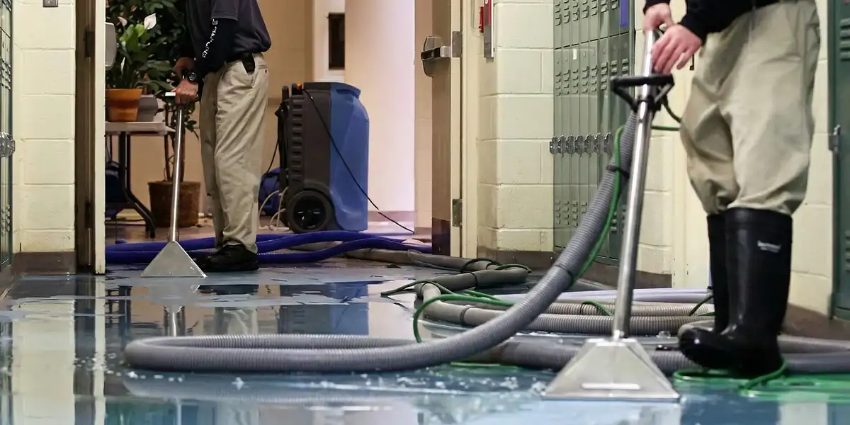 water damage restoration technicians performing professional water extraction inside a property in Wilmington, NC